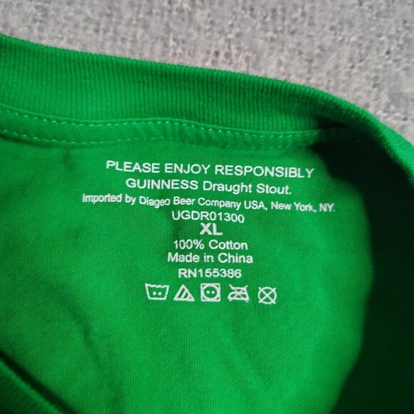 Guinness Shirt Size XL Green Harp Slainte Cotton Crewneck Short Sleeve - Picture 4 of 6